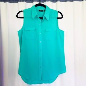 Turquoise sleeveless button up